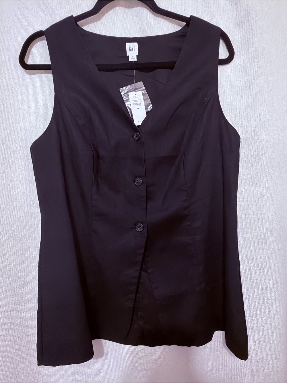 GAP Black Sleeveless Button-Front Tunic Top